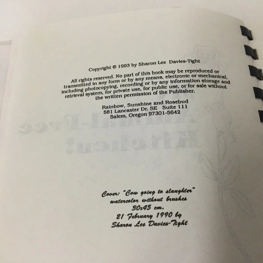 My Animal-free Kitchen By‎ Sharon Lee Vintage 1993 Cookbook